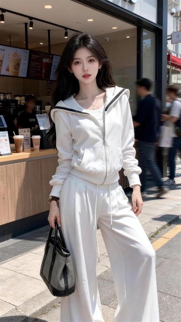 休闲运动套装好好看极简穿搭韩风穿搭温柔穿搭白色系穿搭