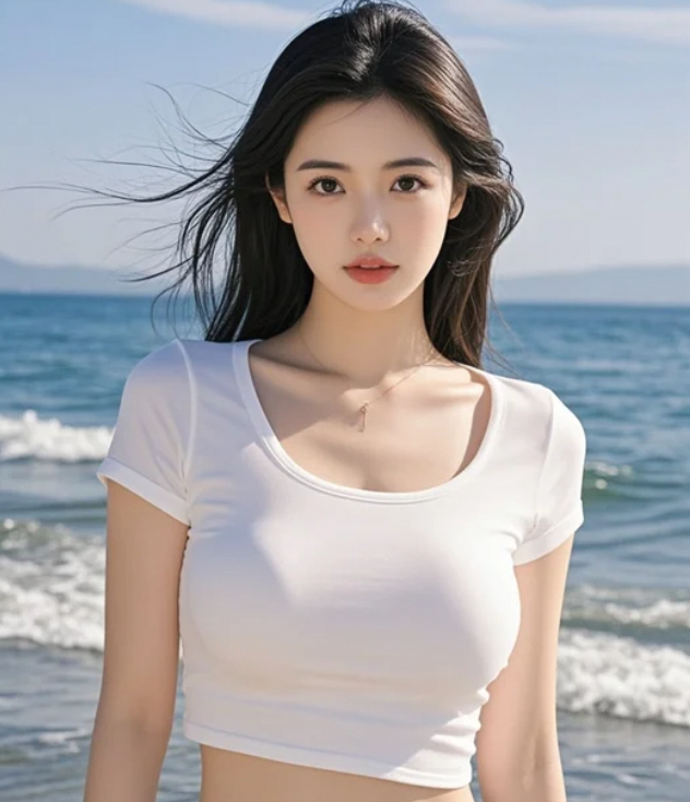 漫步在细沙之上，她的美让人窒息