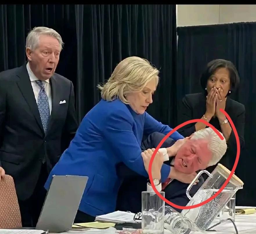 这是一张AI照片，不过真的忒有意思！这是希拉里和克林顿，在听证会的现场，两人当