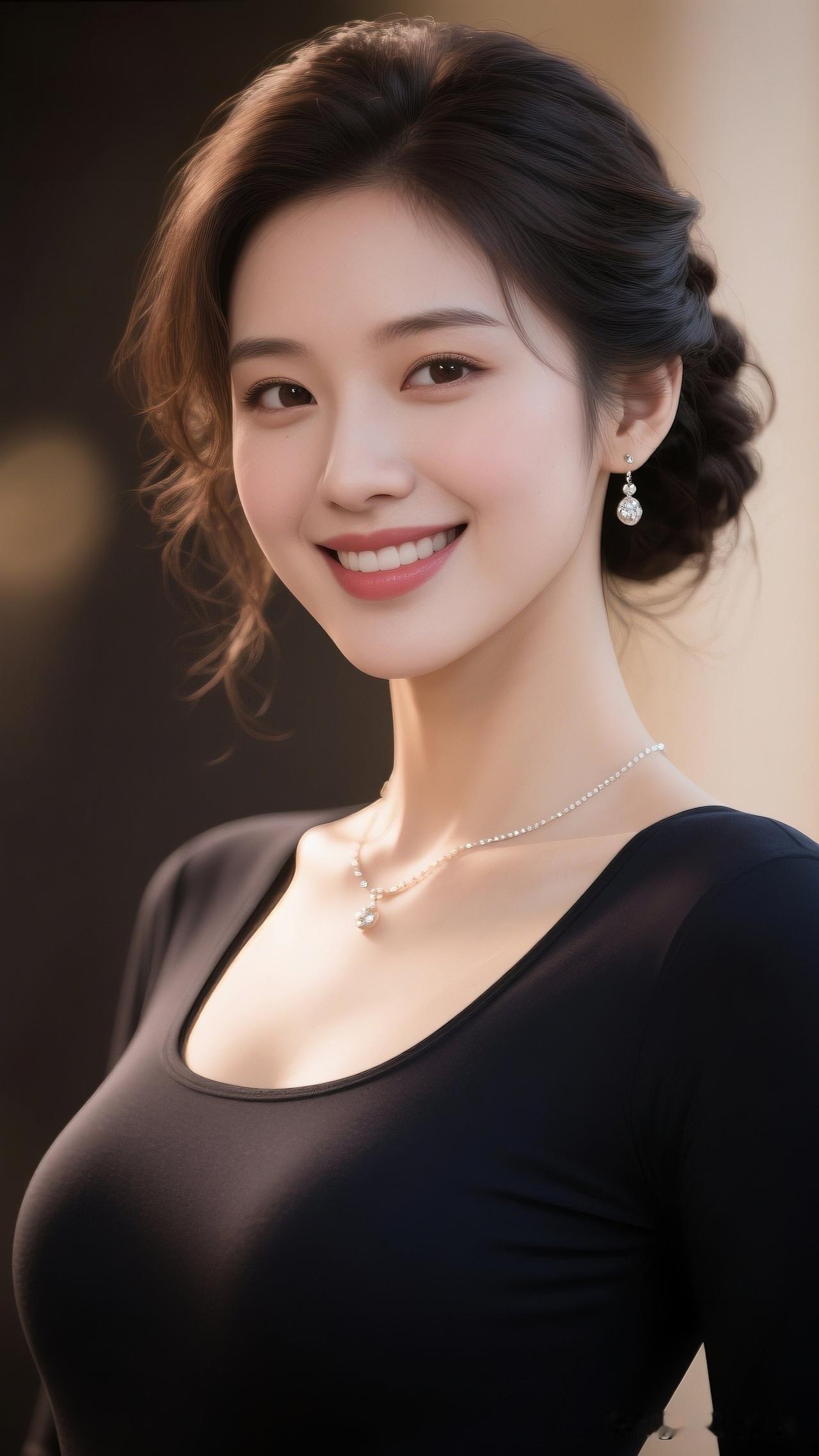 笑靥如花，温婉动人。女生怎么拍出自然而且漂亮的照片优雅气质，微笑动人，珍珠耳环