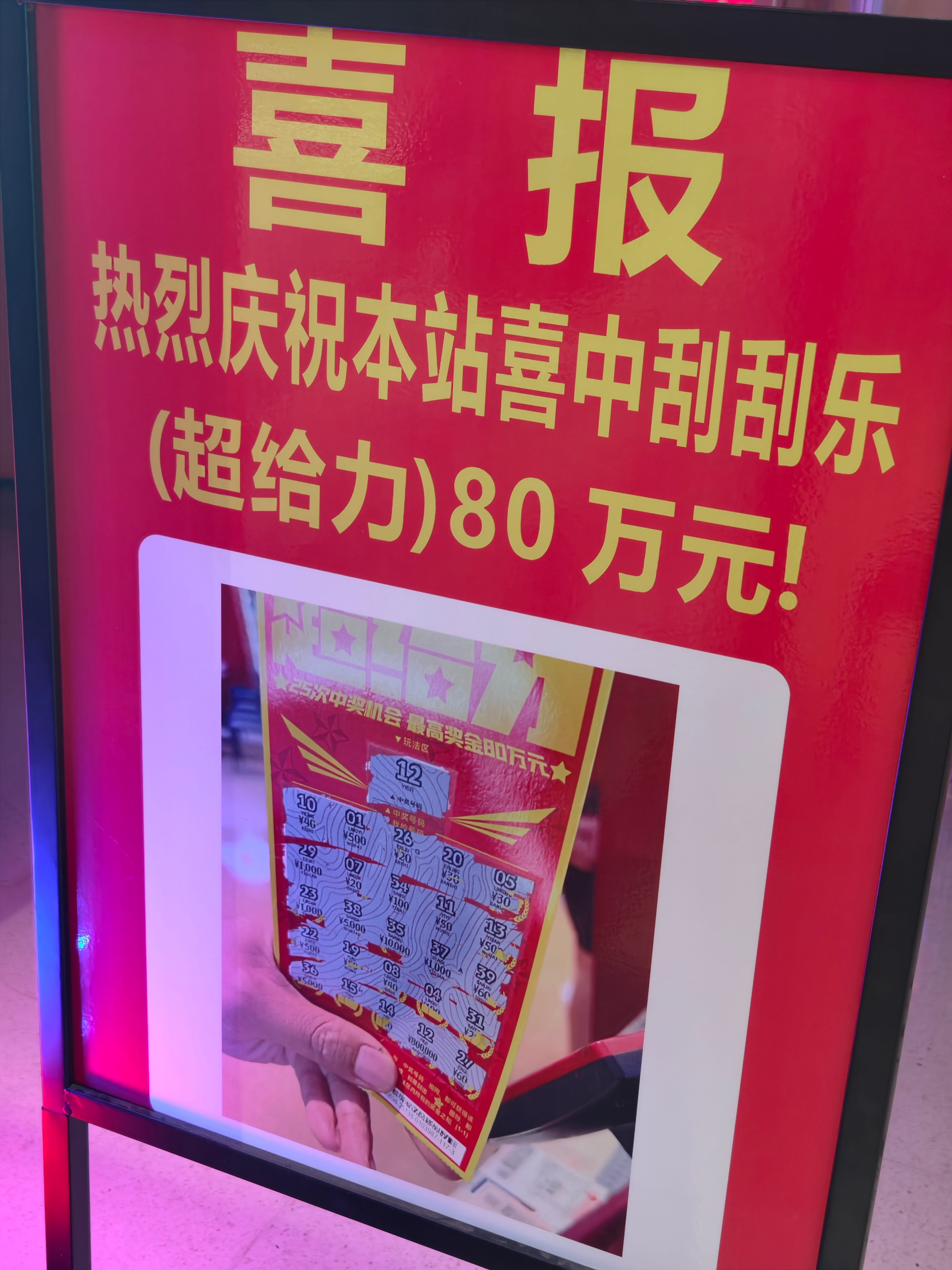 之前去的彩票店，居然有人刮刮乐中了80万，这什么运气，怪不得我中不了大的[捂嘴哭