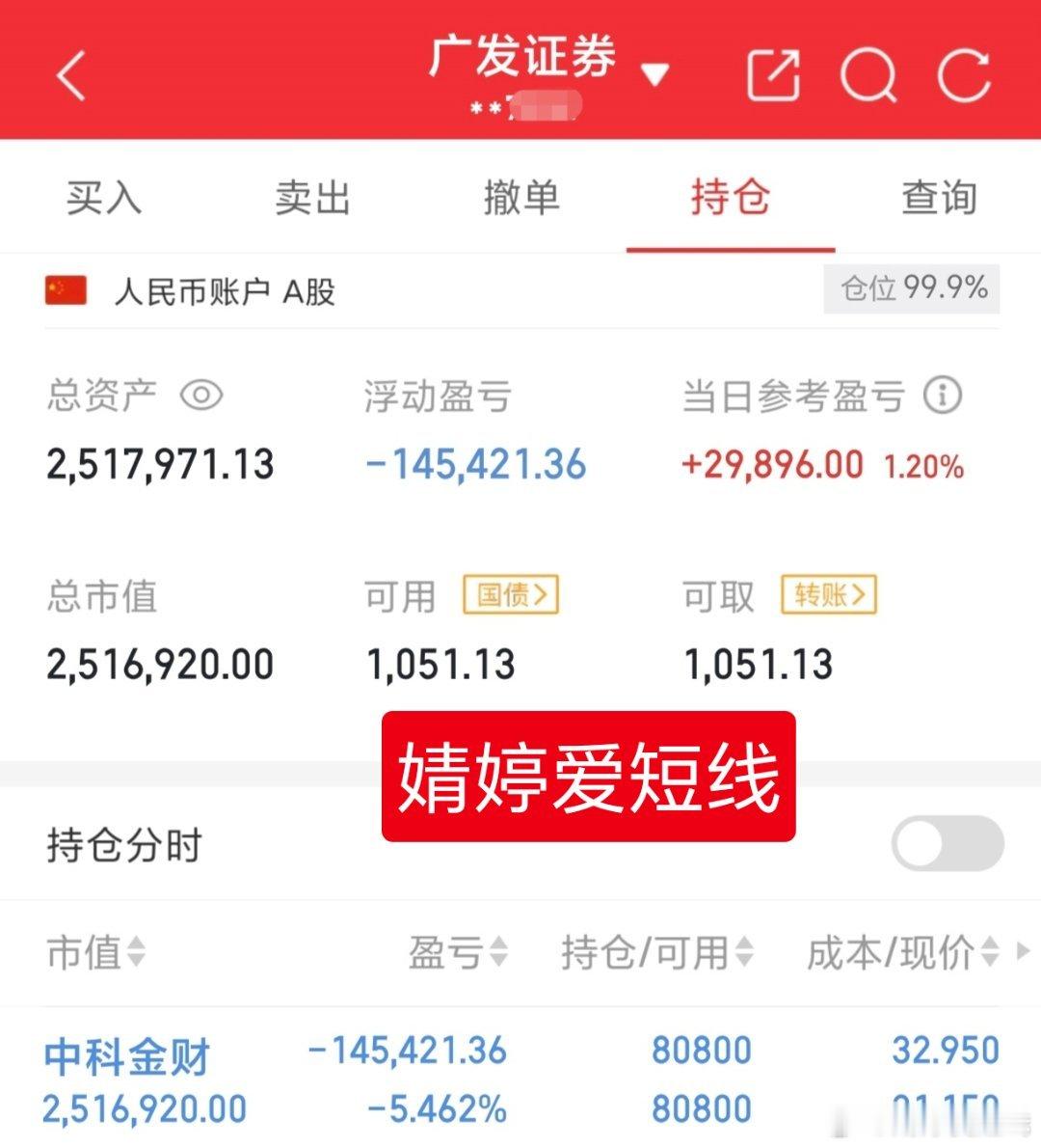 这两天走势和婧婷预期基本一致继续等等吧30万本金实盘记录（第331天）目前资金: