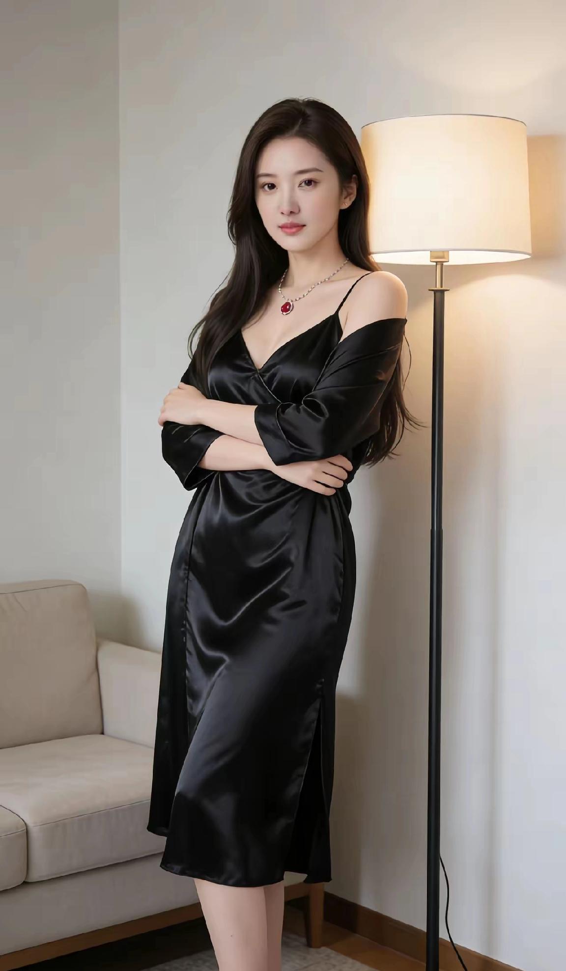 优雅黑丝绒连衣裙，尽显都市女性魅力