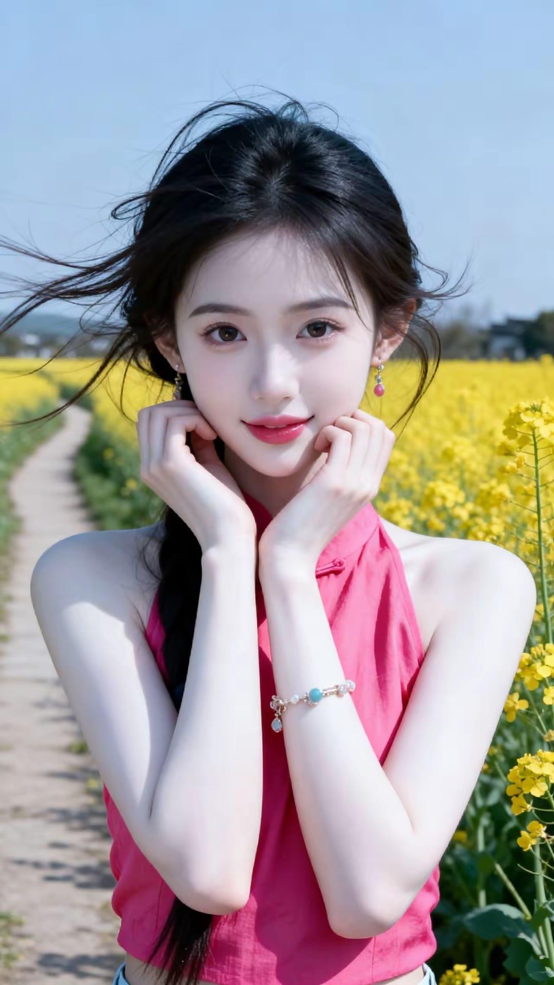 春风拂面，笑靥如花。