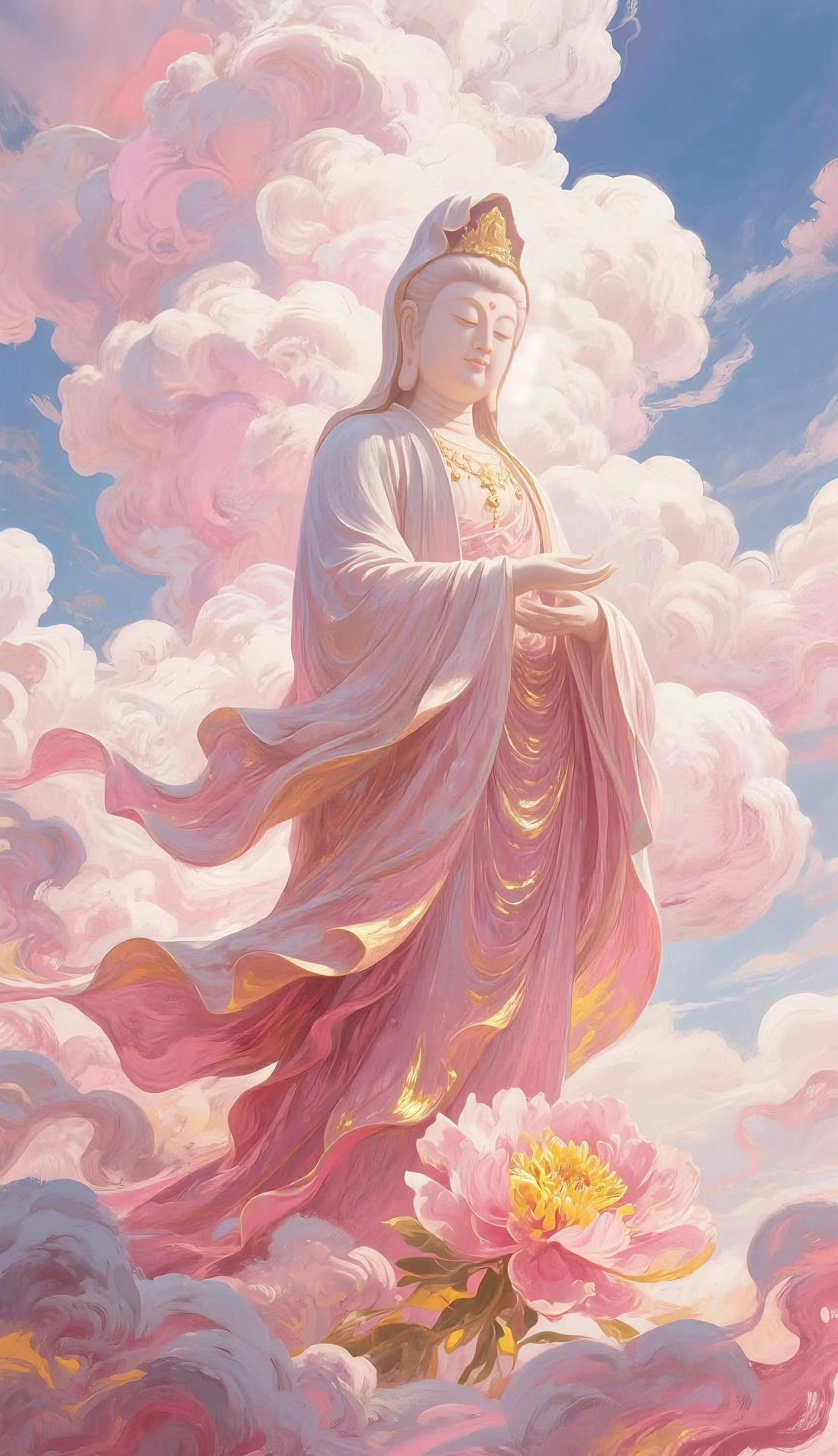 遇见观音菩萨时，务必要虔诚拜一拜，许下心愿，心诚则灵。评论区留“心想事成”，也算