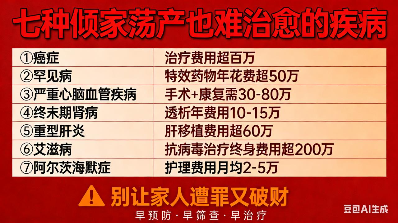 心疼！倾家荡产也难治愈这七种病，别让家人跟着遭罪又破财！警惕！倾家荡产也难换“
