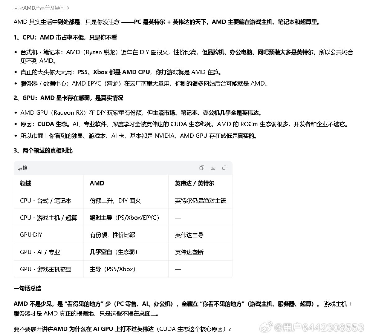 AMD主要用于游戏主机、笔记本和超算里​