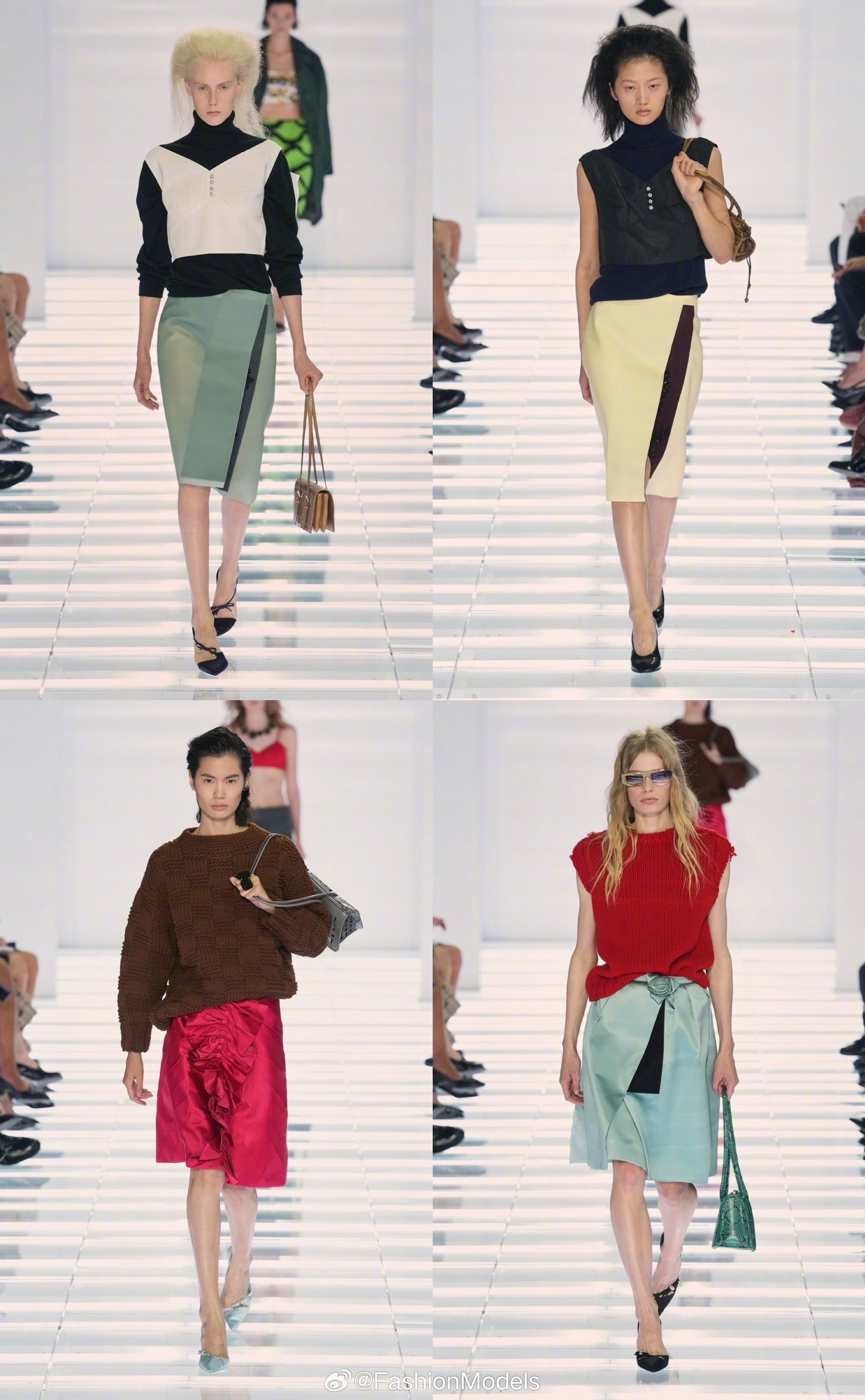 PRADA2027春夏系列米兰时装周极高的露肤度和强烈的色彩对比，彰显普拉