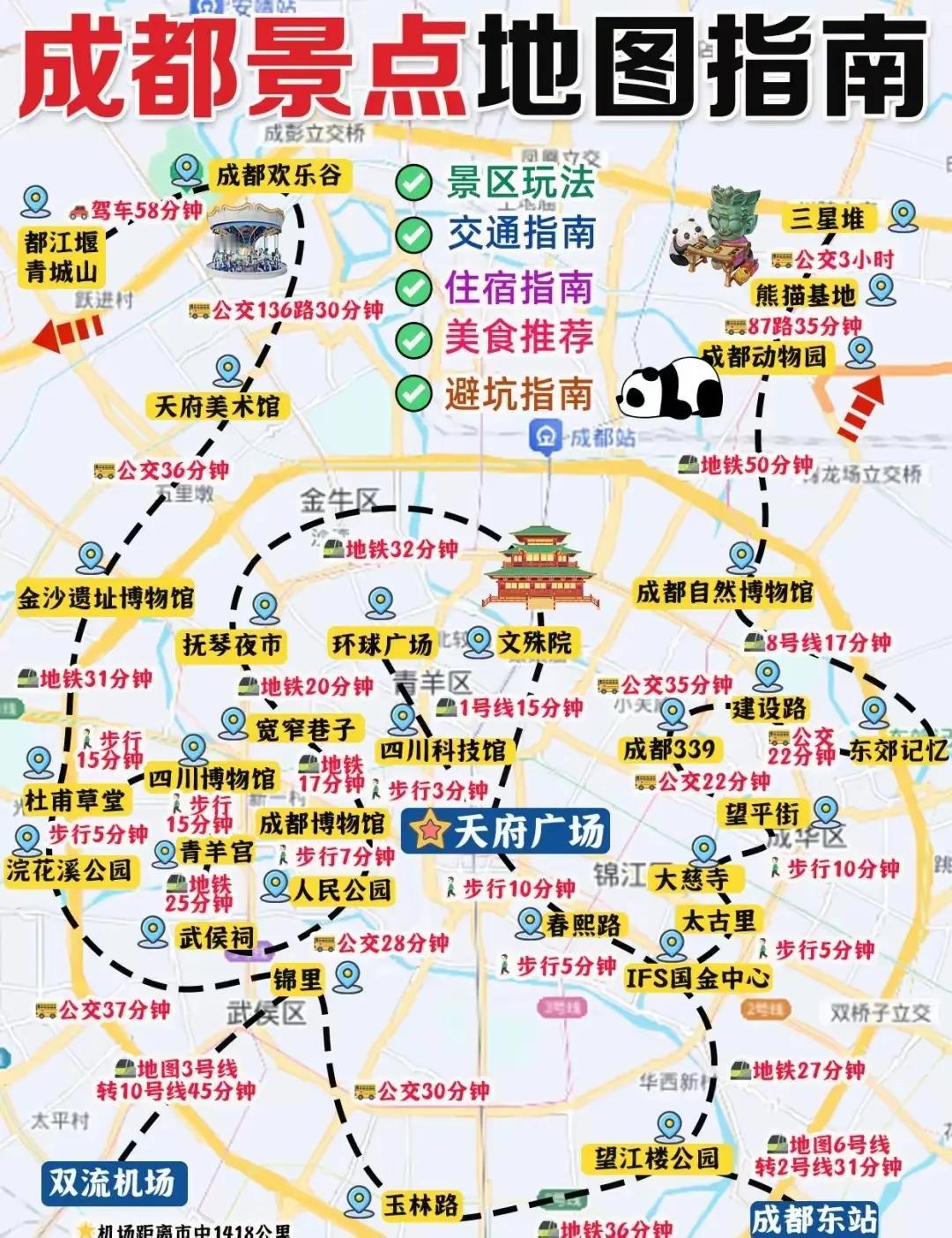 成都旅游地图+必打卡景点指南