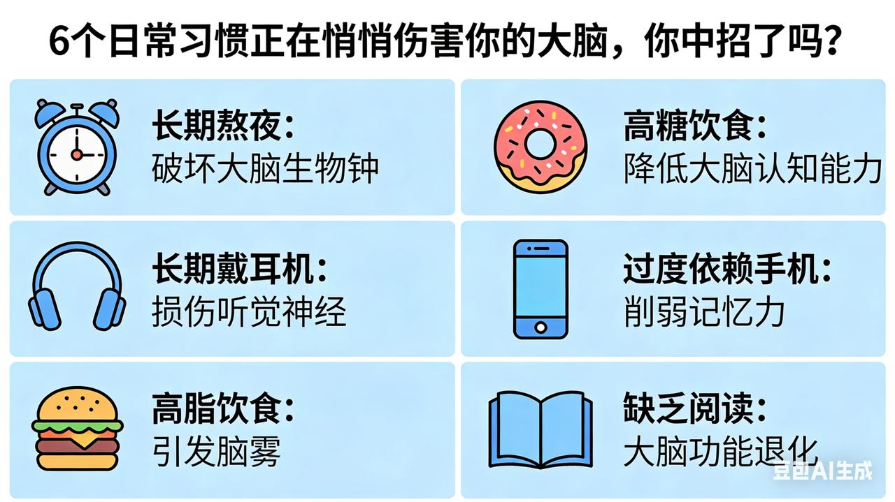 6个日常习惯正在悄悄伤害你的大脑，你中招了吗？《惊！这些日常习惯竟是大脑“