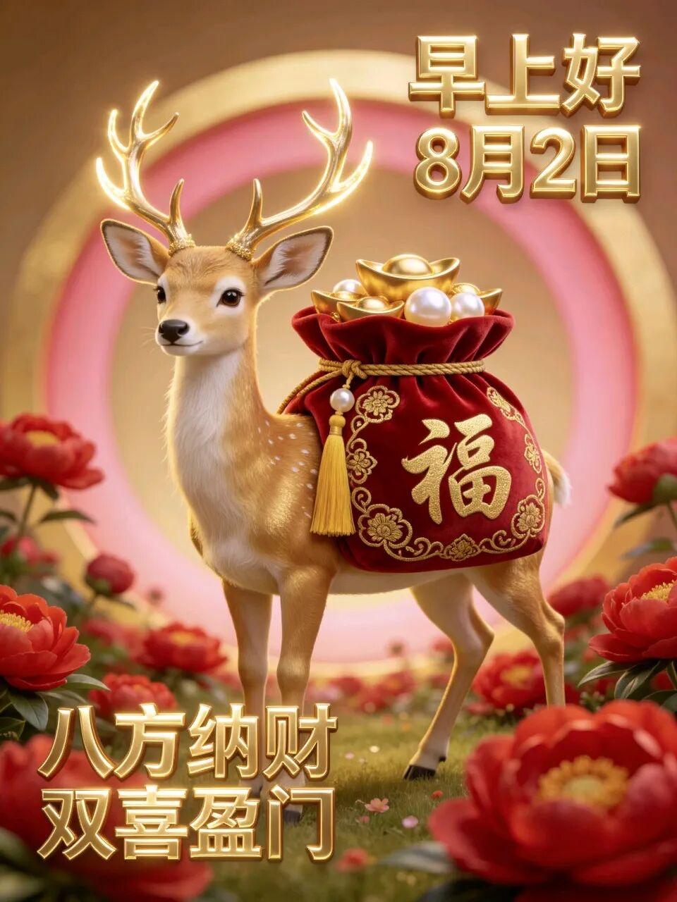 周日吉祥，早安吉祥🍀！8月2日全新一日开启，好运一路相伴，四叶草藏着幸运，繁花