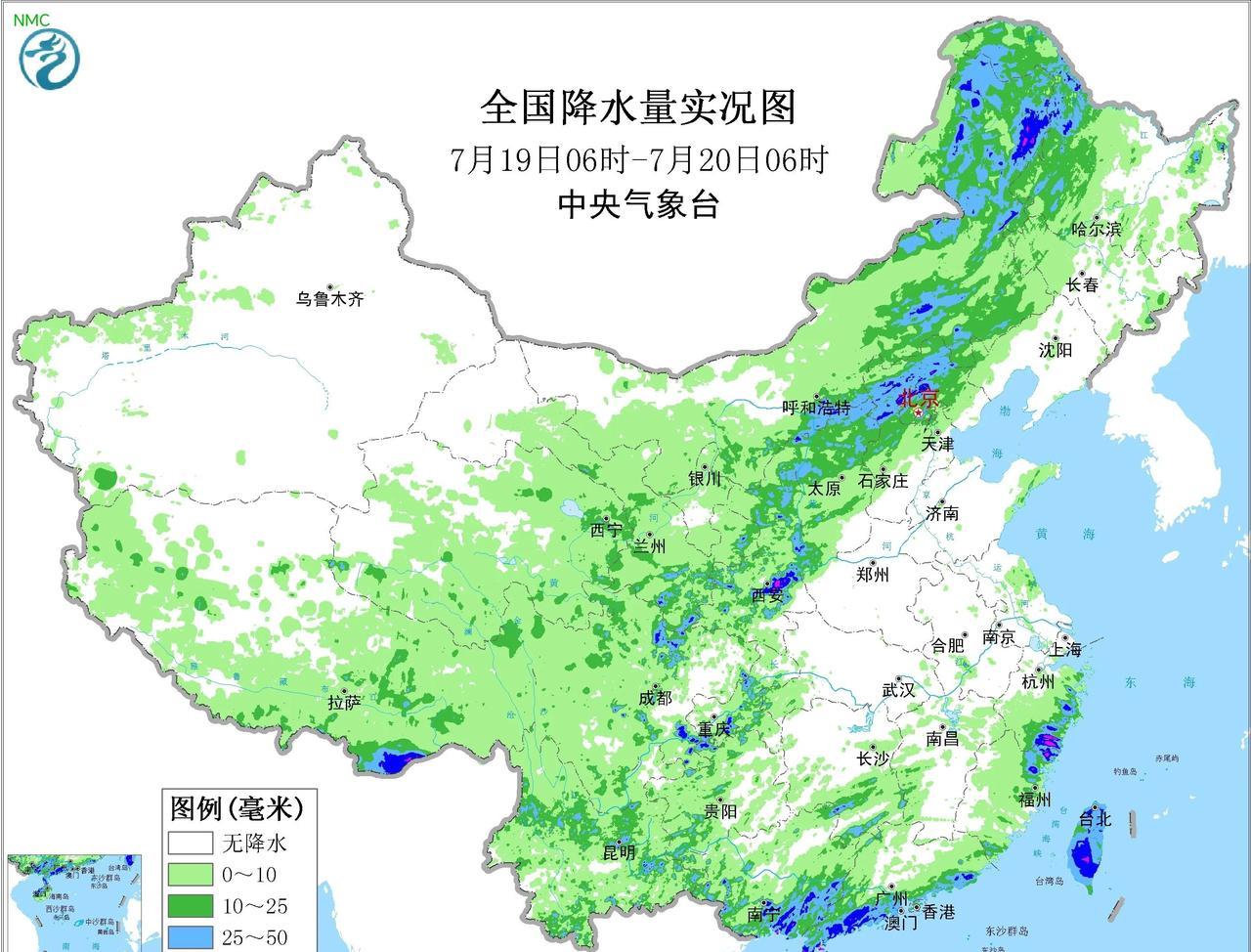 【强降雨追踪】昨日今晨，在锋面雨带过境下从东北内蒙古到西北地区一还普遍出现有效降