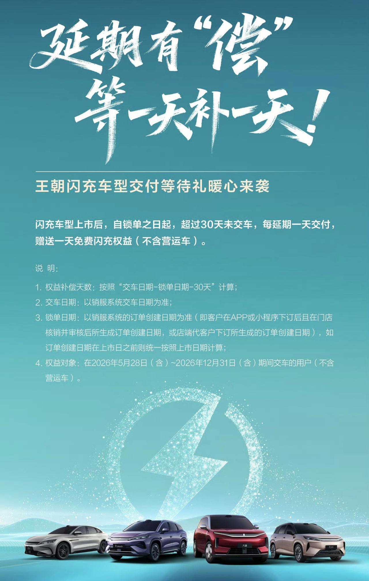 王传福对自己真够狠的！如果用户下订了比亚迪旗下的闪充技术车型，从锁单开始超过3