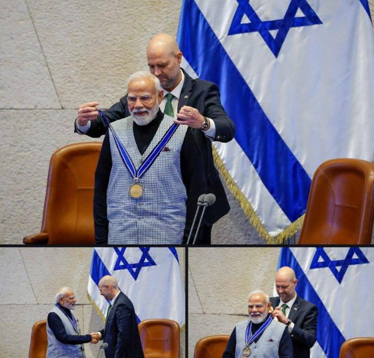 莫迪宣布全力支持以色列！为了表示感谢，莫迪被授予以色列议会的最高荣誉勋章。莫