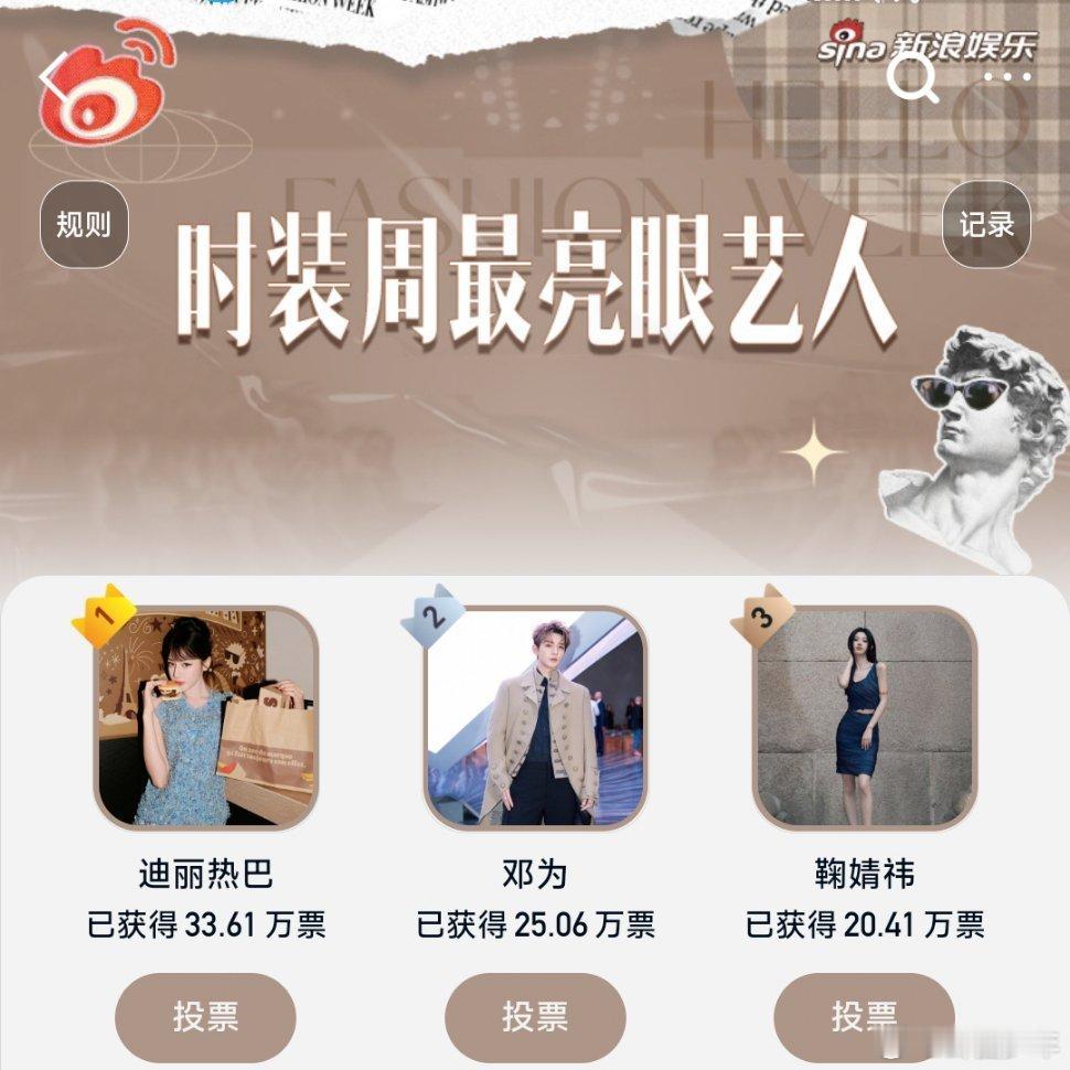 迪丽热巴登顶时装周最亮眼艺人迪丽热巴登顶时装周最亮眼艺人​​​！🌟她的每