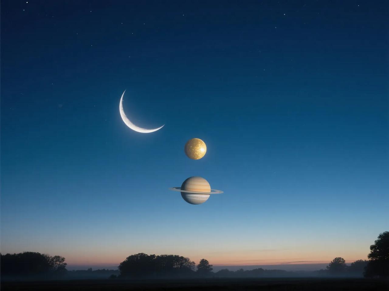 “双星伴月”