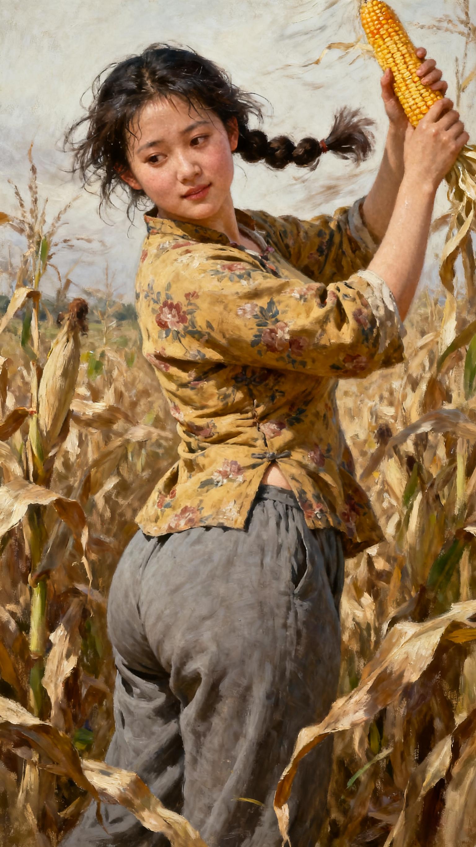 油画题材 乡土气息 玉米