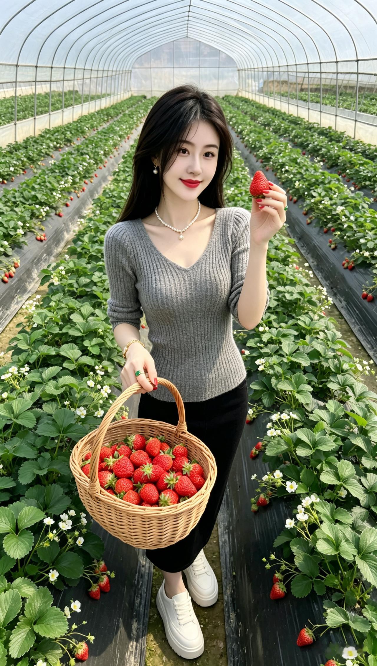 草莓采摘之旅，甜美的一天🍓🌸