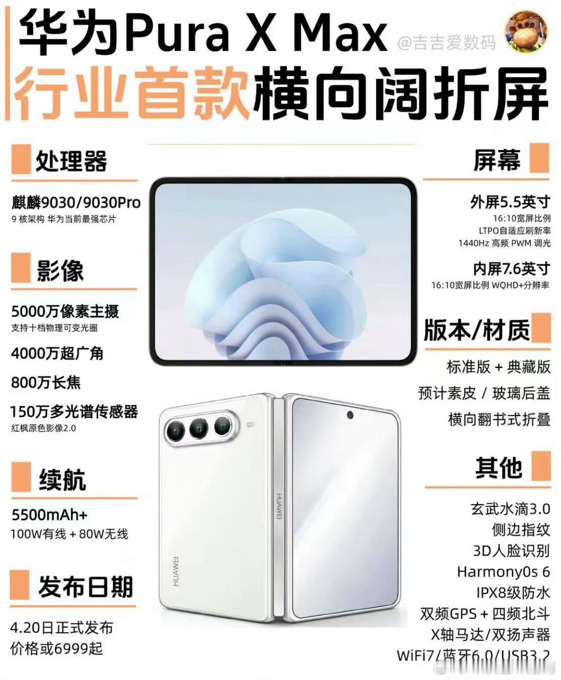 余承东首曝大阔折真机颜值派直接心动！大阔折机身质感高级感拉满，华为PuraX