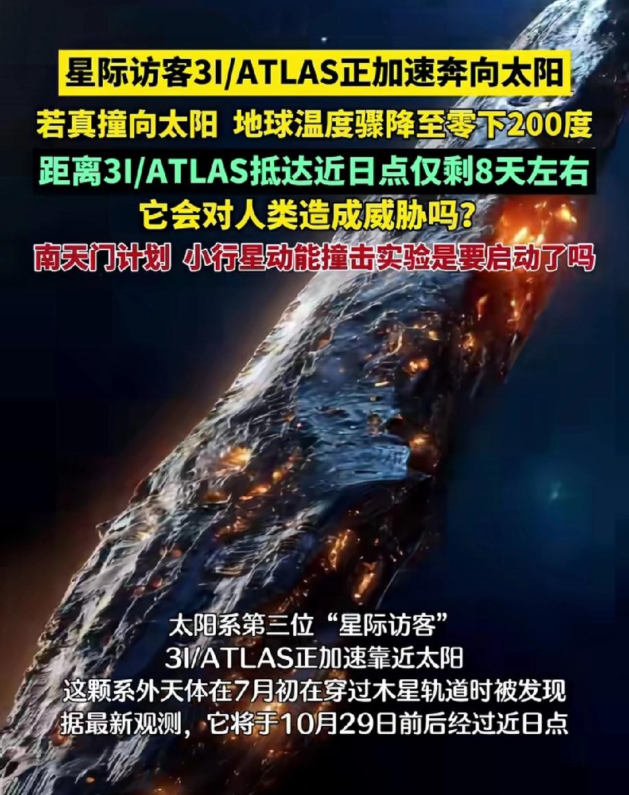 31阿特拉斯抵达近日点仅剩8天它正在加速奔向太阳，若是真撞向太阳，地球温度会骤