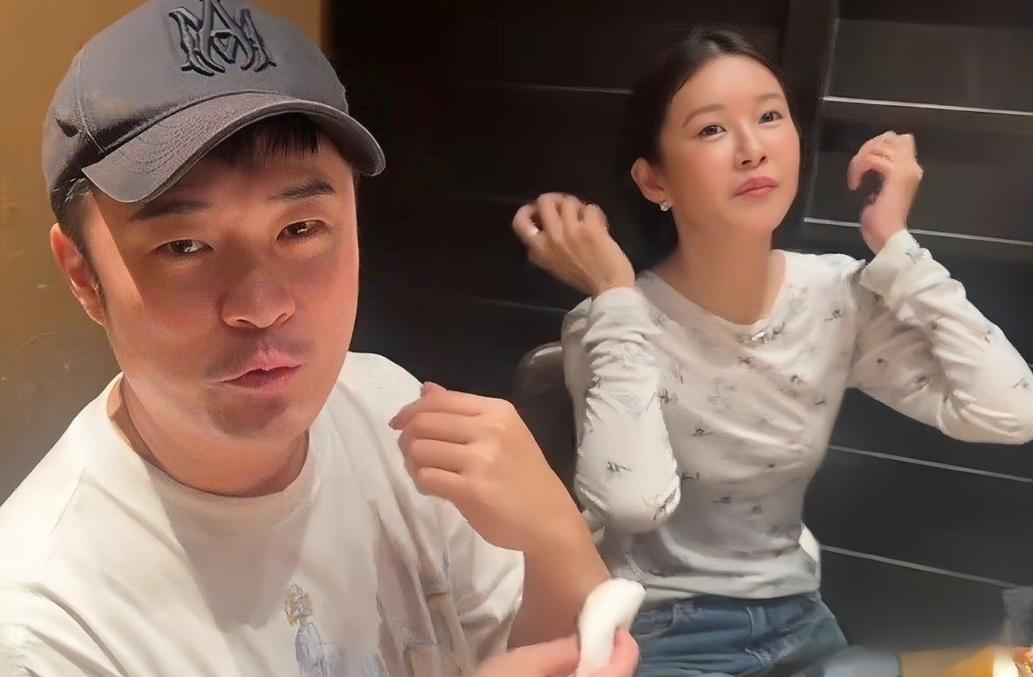 41岁张子萱跟陈赫在上海聚餐被偶遇，二孩妈比耶嘟嘴卖萌，少女感十足，在一起九年了俩人还甜如初恋，羡煞