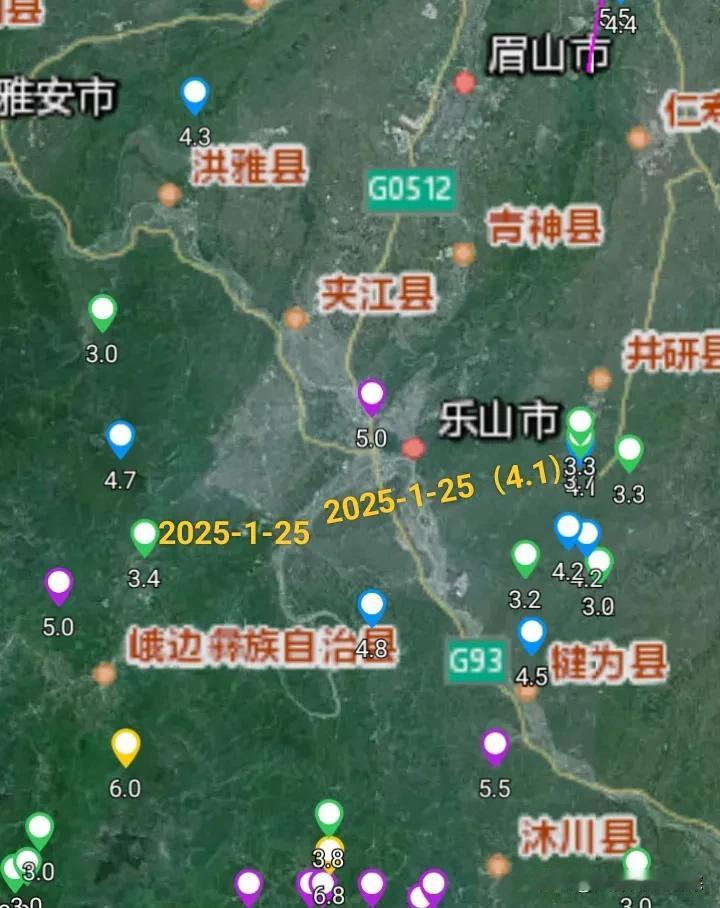 峨眉山市也地震了，22时17分四川乐山市峨眉山市发生3.4级地震，震中距离今天1