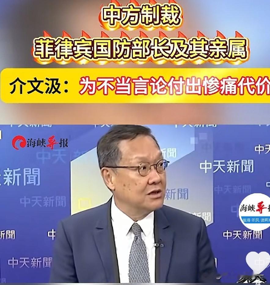 台湾名嘴介文汲聊这次中方制裁菲律宾防长特奥多罗，说得特别透彻：这人早前公开贬低