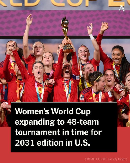 女足世界杯扩军至48队TA消息，本周五举行的国际足联理事会会议，正式批准2031