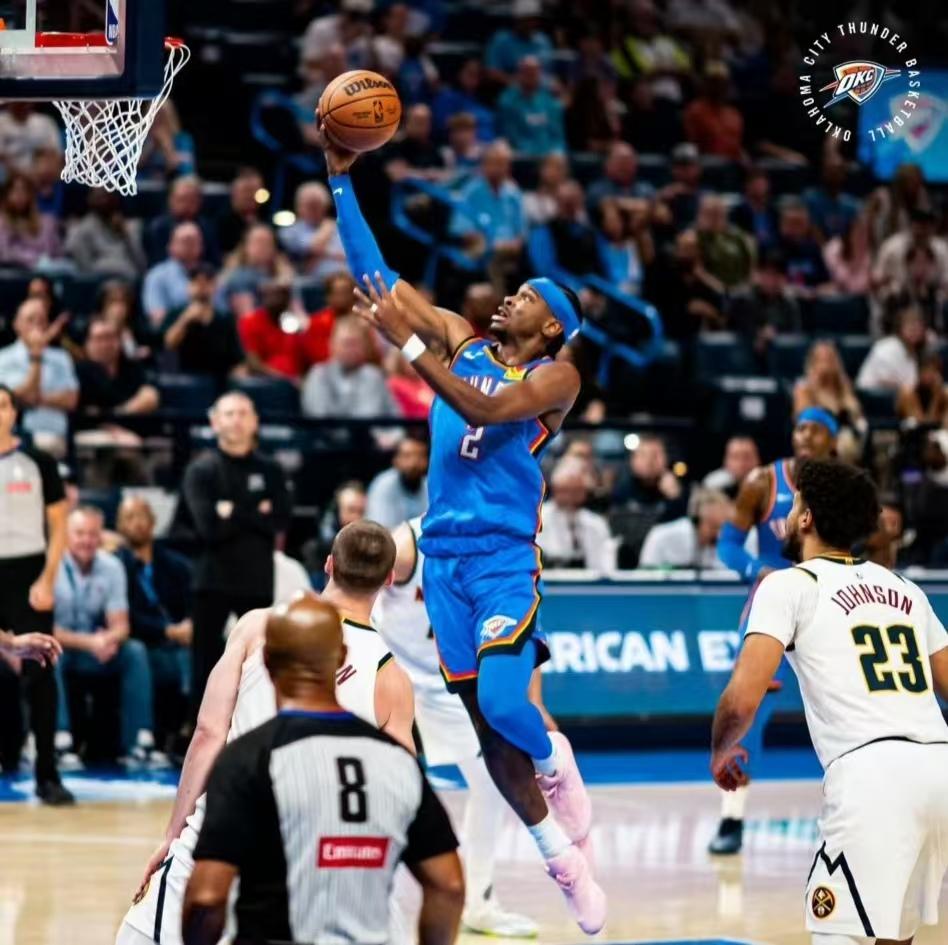 残阵雷霆129-126击败掘金，谁是赢球功臣，数据一目了然西部强强对话雷霆VS