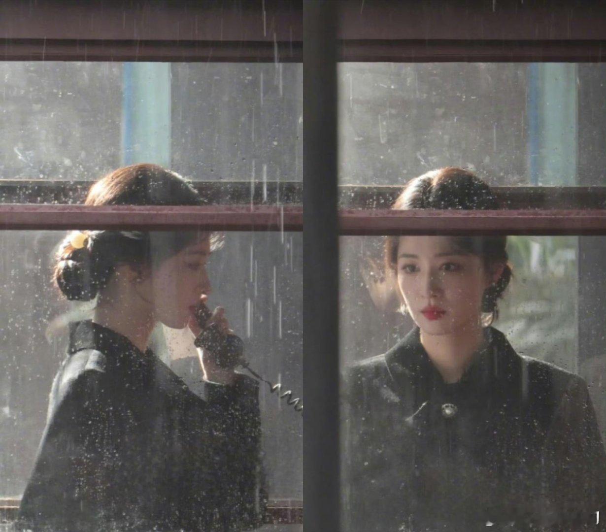 王楚然被雨幕隔绝的油画美人这个低盘发优雅又好看，我去搜搜教程[大笑]​​​