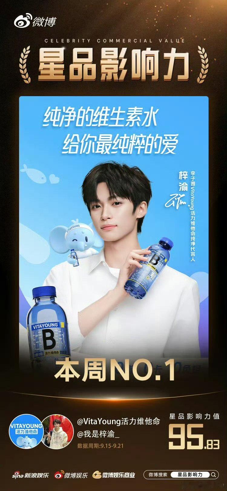 梓渝星品影响力周榜第一梓渝星品影响力周度第一星品第40周榜首诞生！梓渝携活力维他