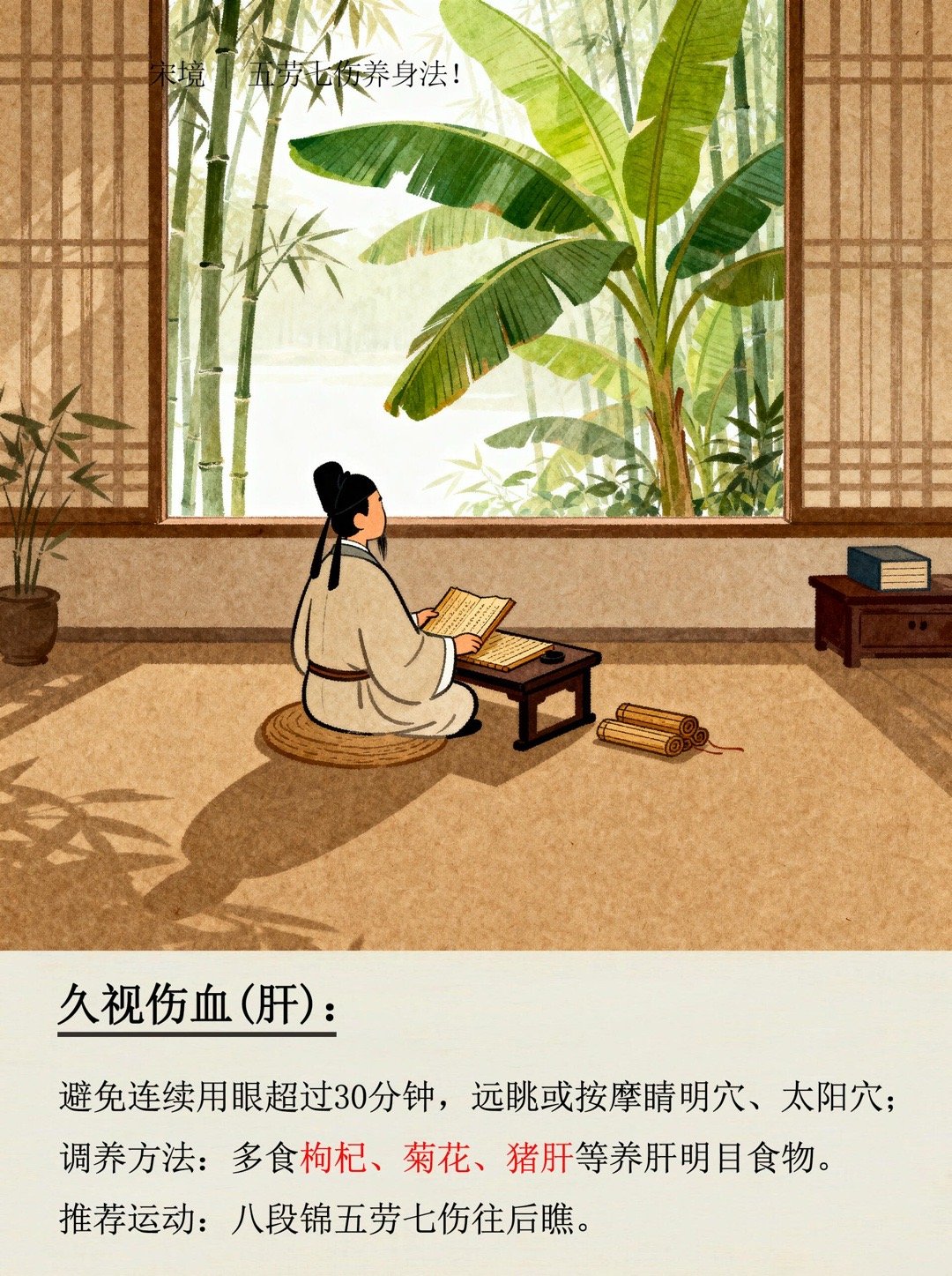 五劳七伤，跟着古人学十二伤身调养方法！你是不是这样：看电脑眼干、久坐腰酸、躺久了