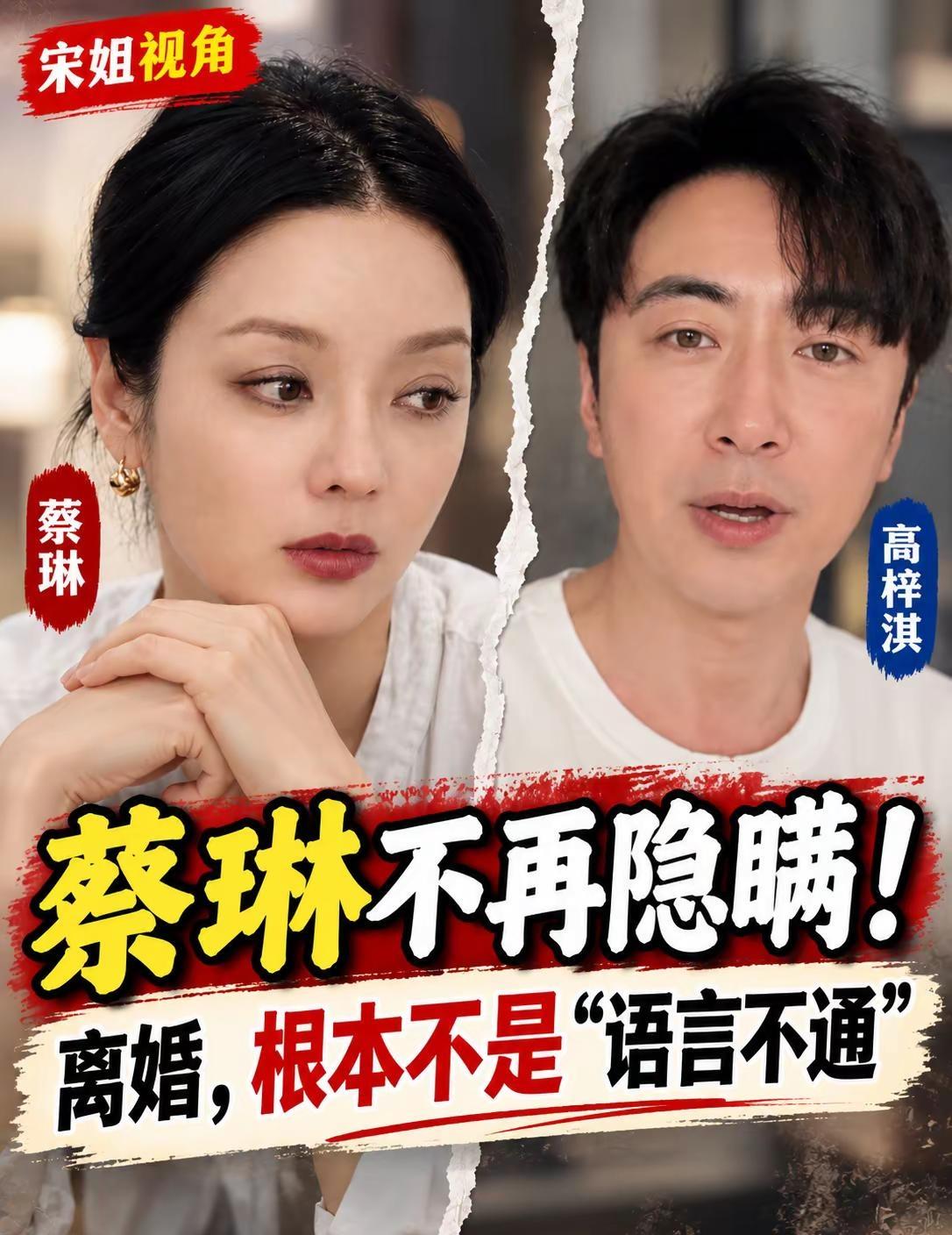 蔡琳再谈离婚：和高梓淇分开，根本不只是语。蔡琳再次谈起与高梓淇的那段婚姻，也否定
