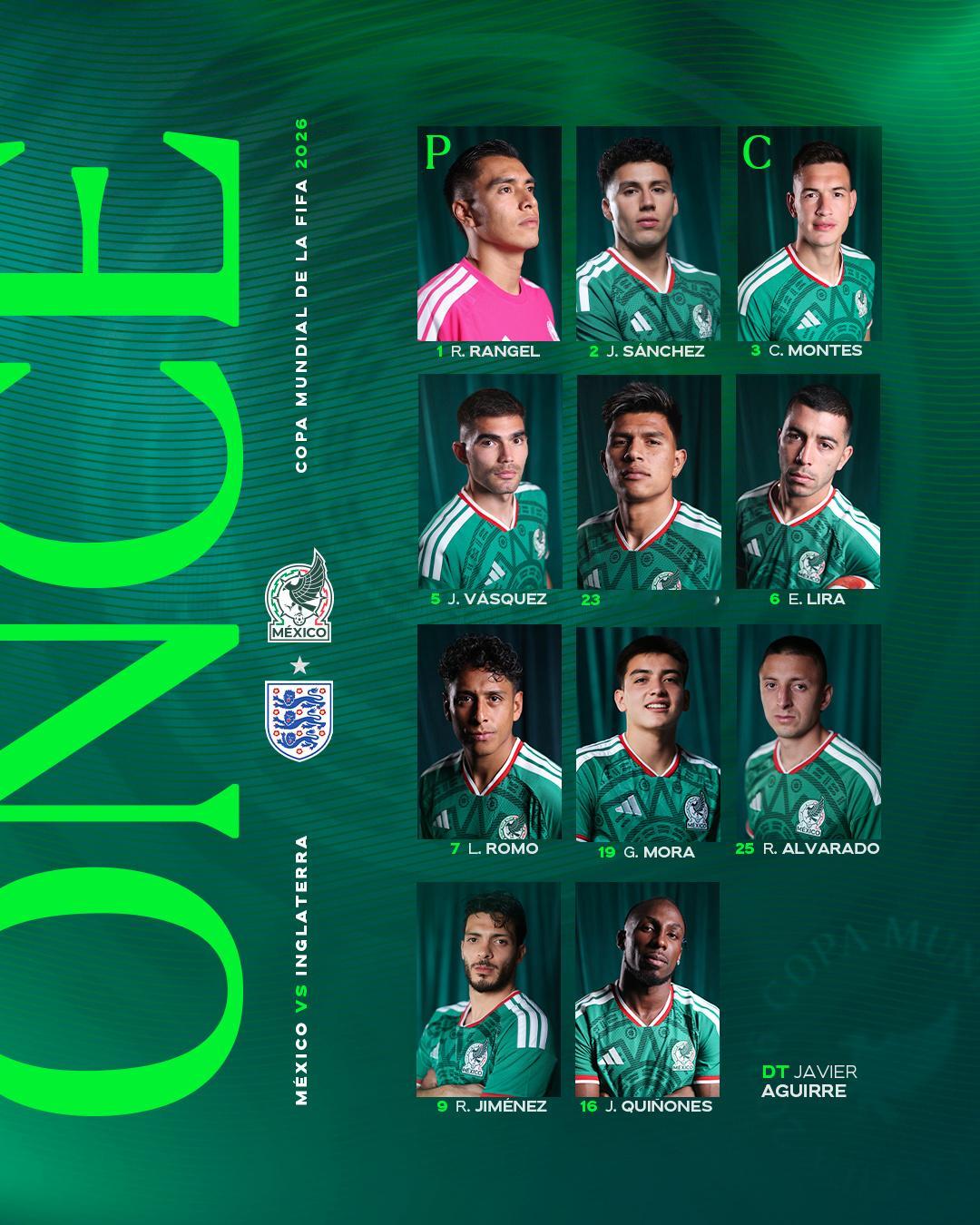 【首发阵容】世界杯1/8决赛：⚔️墨西哥🇲🇽vs英格兰🏴󠁧?