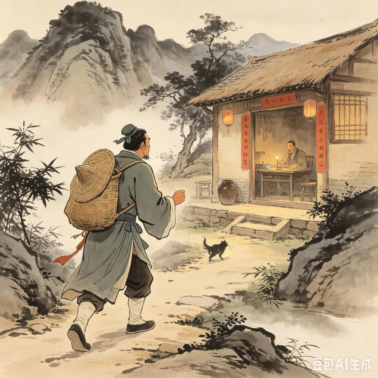 清朝时有个旅客在山中赶路，听见有人呼喊自己的名字，下意识就答应了。傍晚到一户人家