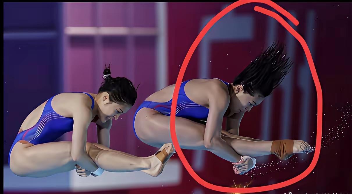 这回我算是明白为啥全红婵能夺冠了，你们看双人跳水她的动作居然一看就比旁边那个