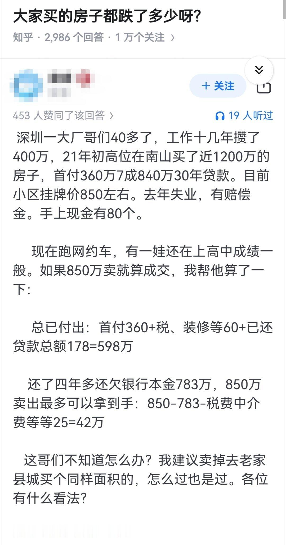 大家买的房子都跌了多少呀？​​​