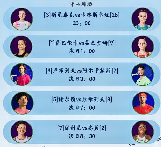 今晚好戏多多！！可以说是场场经典！！中心球场注定场场爆满！！23:00:斯
