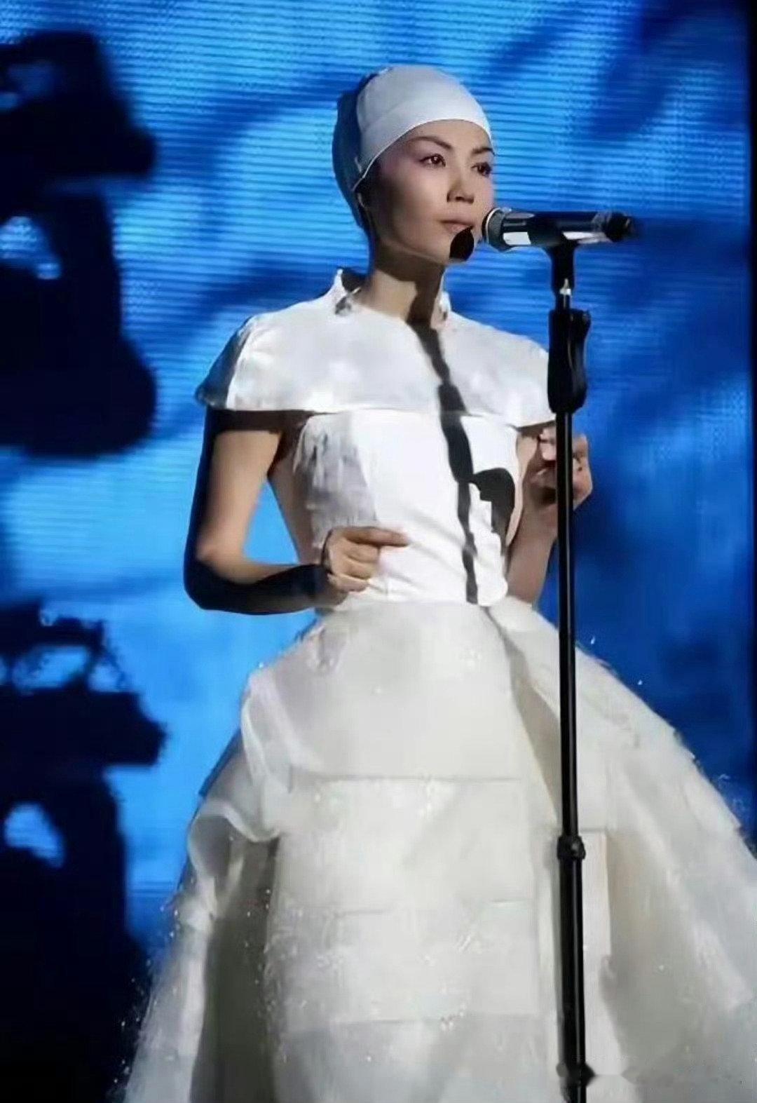 王菲头上那顶尼姑帽，根本不是帽子，是巴黎买的4岁童袜，剪两刀套上去的。2010年巡唱，光服装砸了八位