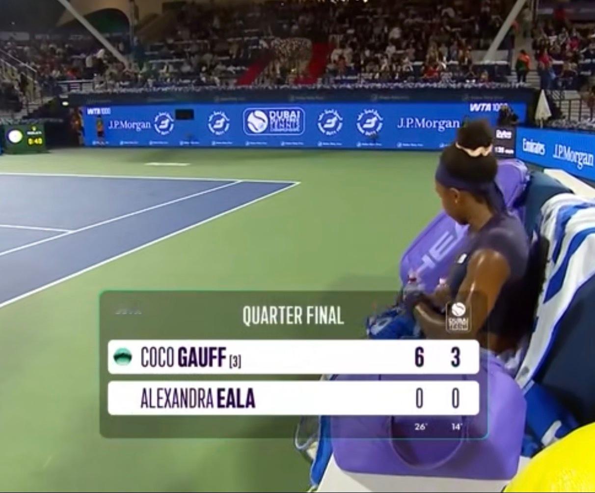 高芙vs伊埃拉高芙连赢9局，疑似准备双蛋伊埃拉🥚wta迪拜1000赛