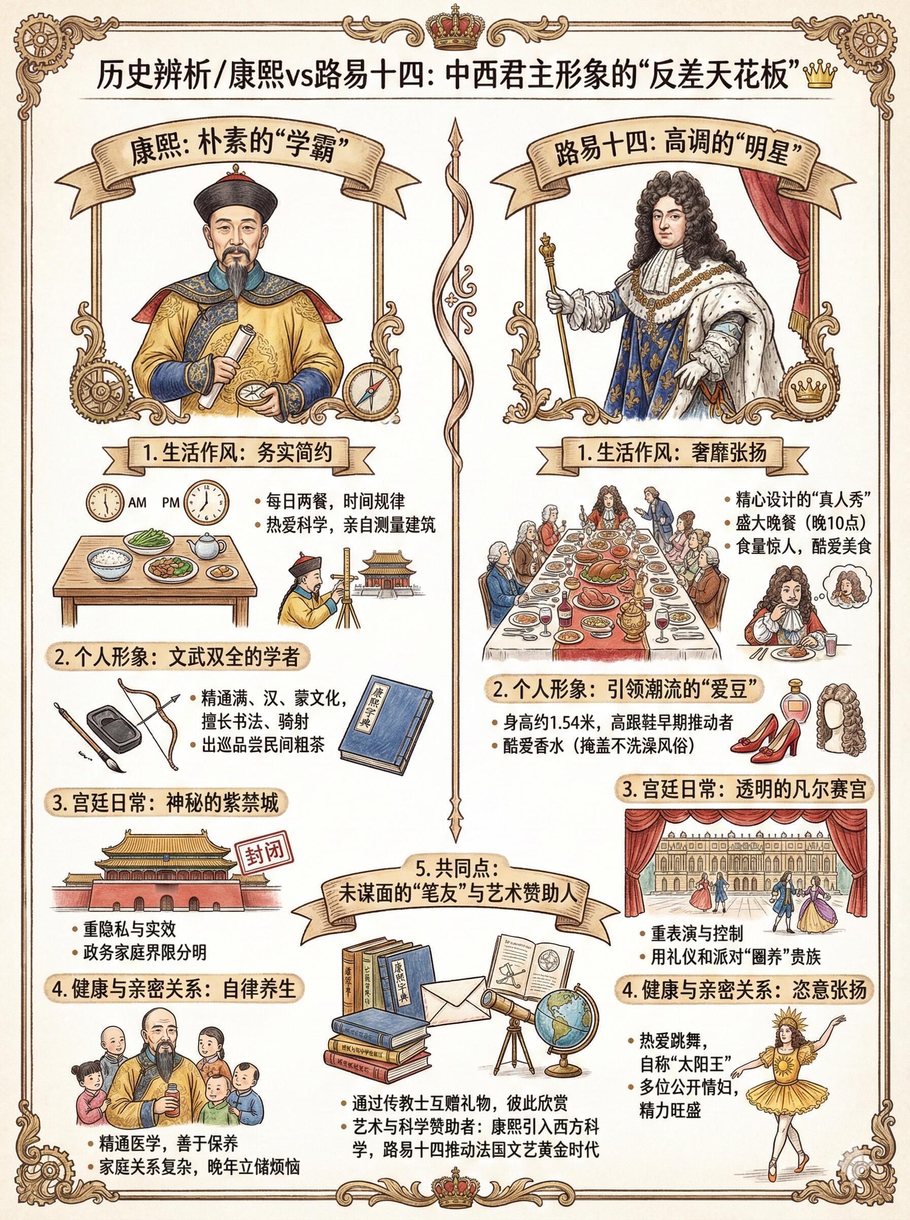 学霸康熙vs达人路易十四：中西君主形象的“反差天花板”