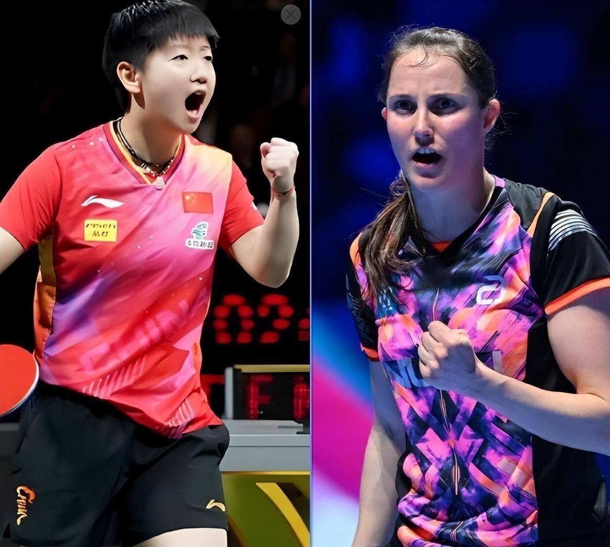 莎莎，拿球拍好好招待温特！温特笑着自称是孙颖莎的粉丝，却直言要和莎莎真刀真枪