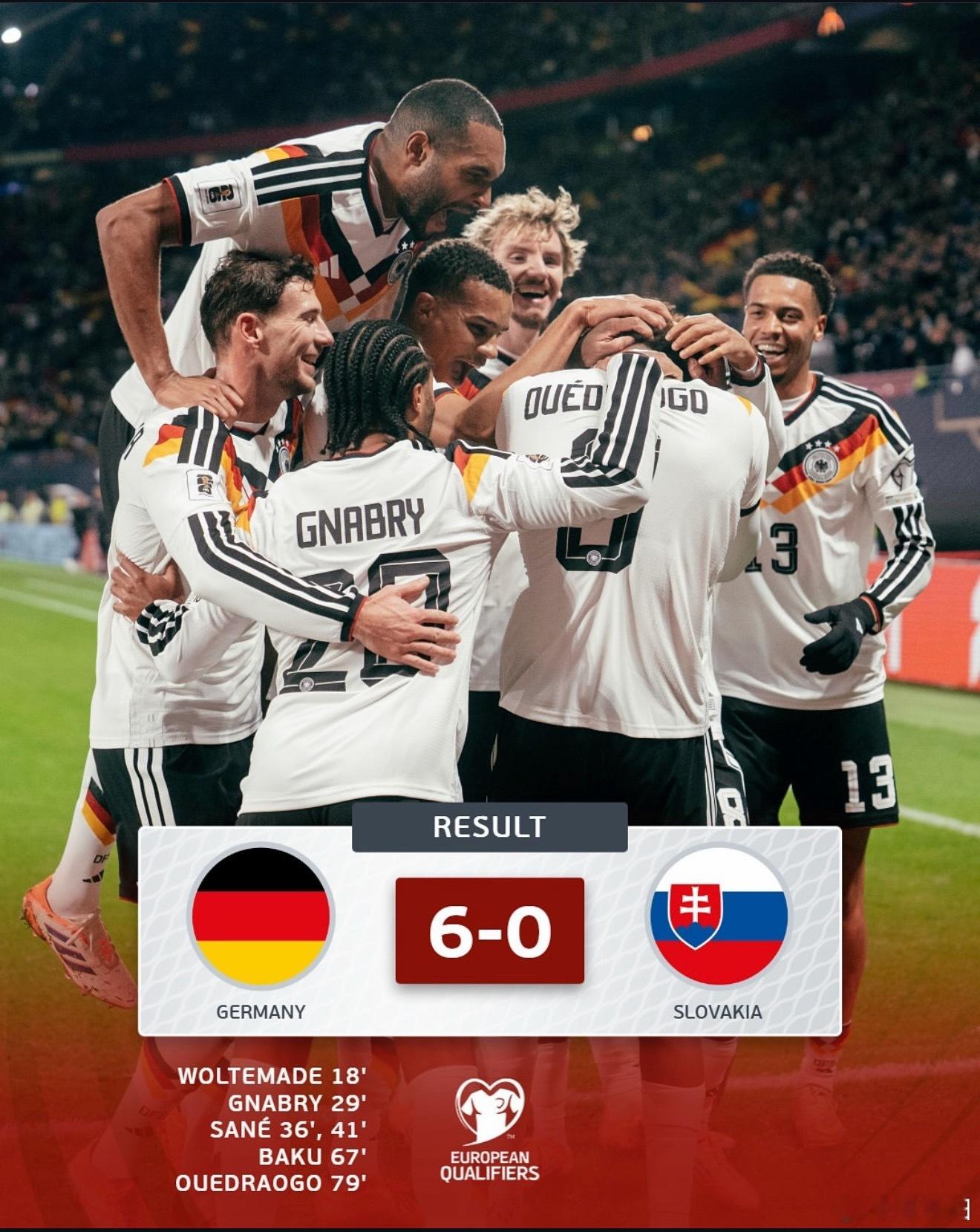 德国队以一场6比0大胜，进军2026世界杯决赛圈！在利物浦一直找不到感觉的维尔茨