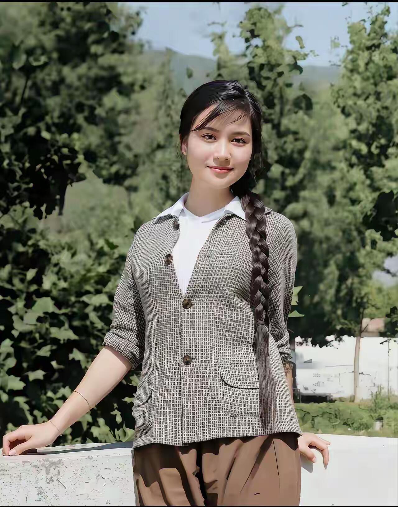 她是那个年代的“五朵金花”之一，颜值不输朱琳，气质比李秀明好一些。扎着麻花辫