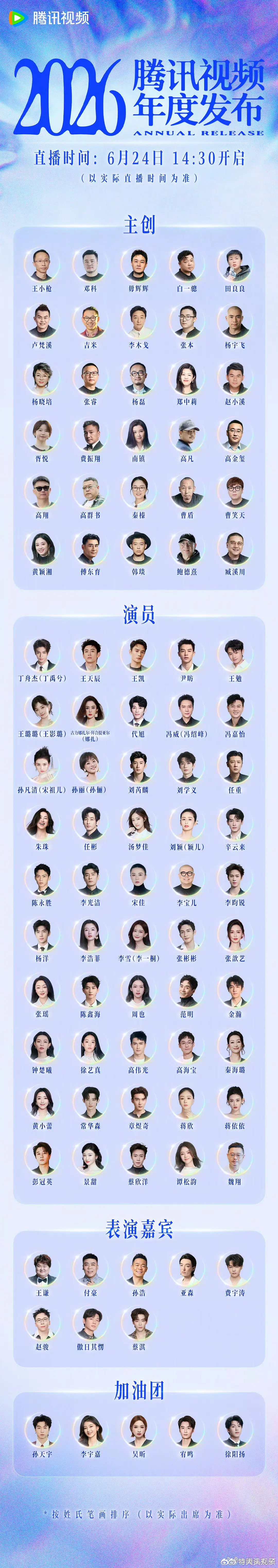 腾讯年度发布会都按照新规排了，还标注了真名，多来几次大家就习惯没有番位了！