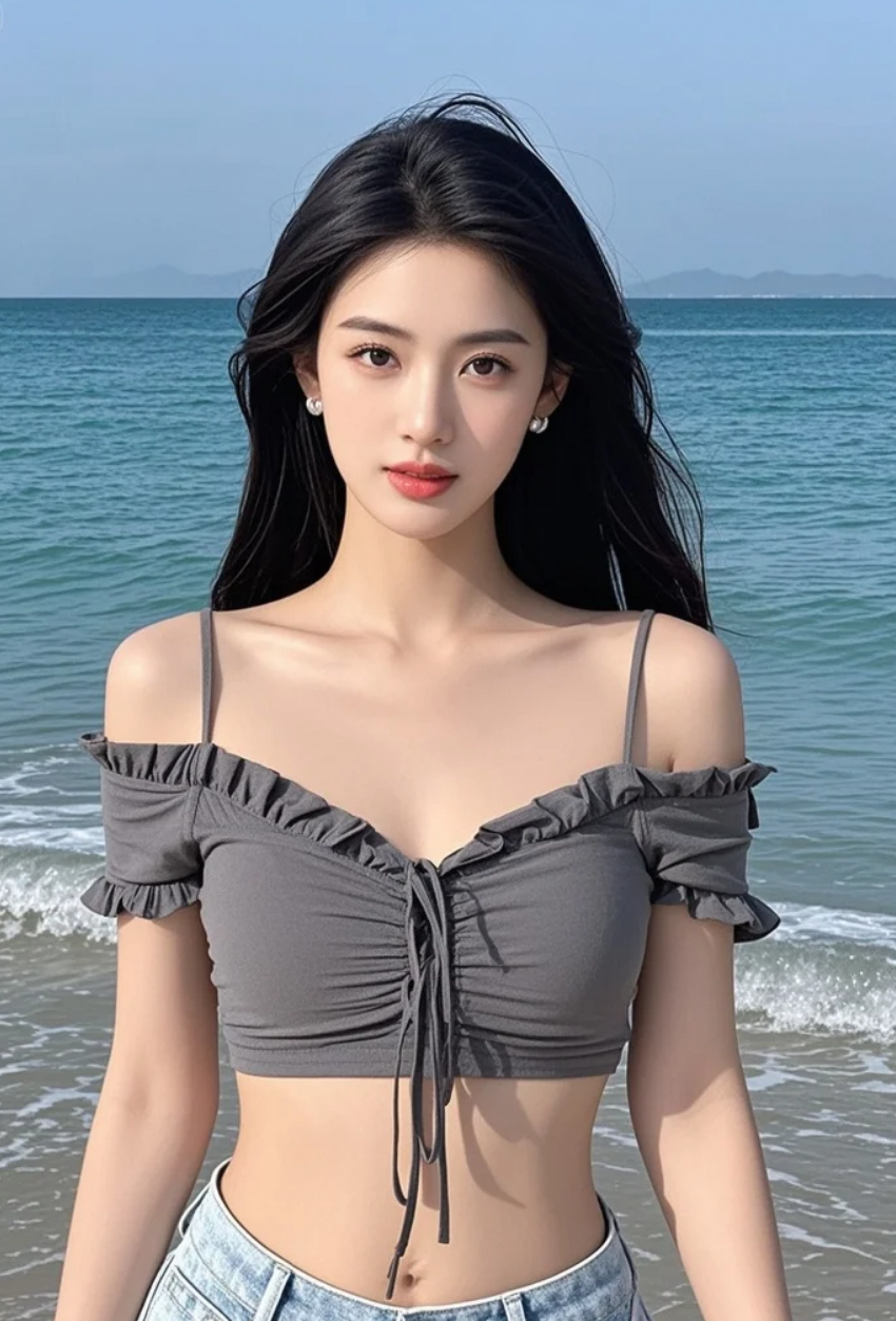 她面向大海，让心事随波逐流