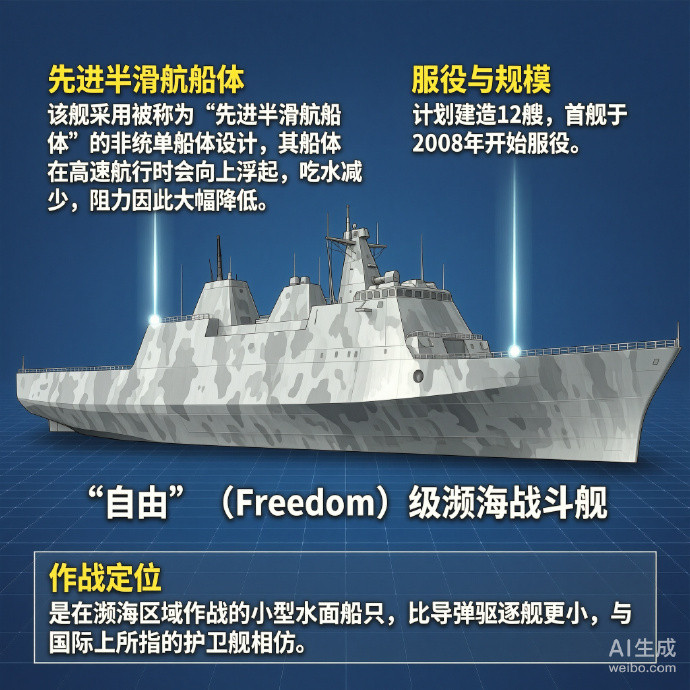 军事ai新视野美国“自由”级濒海战斗舰“自由”（Freedom）级是美国研制的