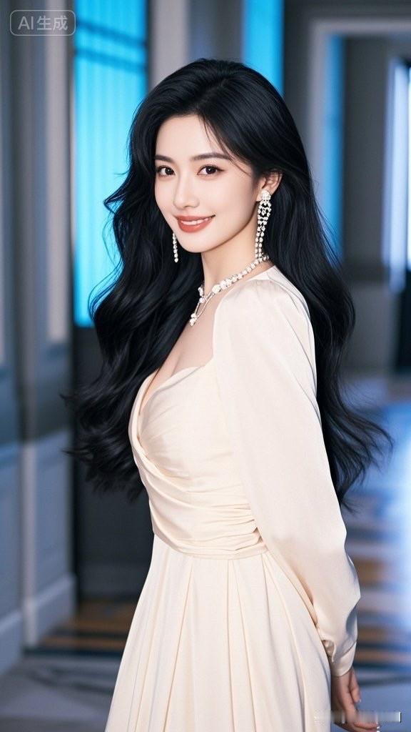 优雅气质，闪耀珠宝，甜美笑容，完美女神！