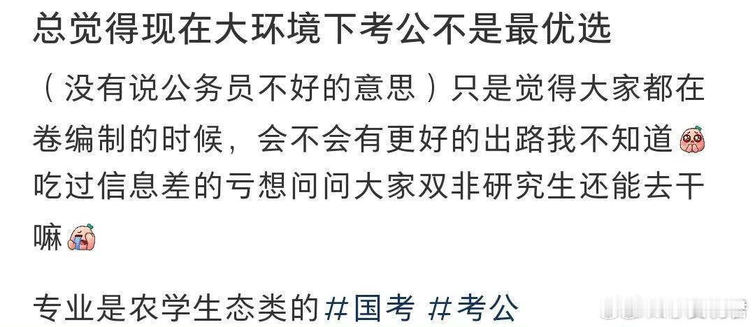 总觉得在这个大环境下考公不是最优选