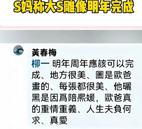S妈妈又发文了，她告诉大家明年周年纪念日，欧巴给熙媛做的雕像就可以完成了，S妈